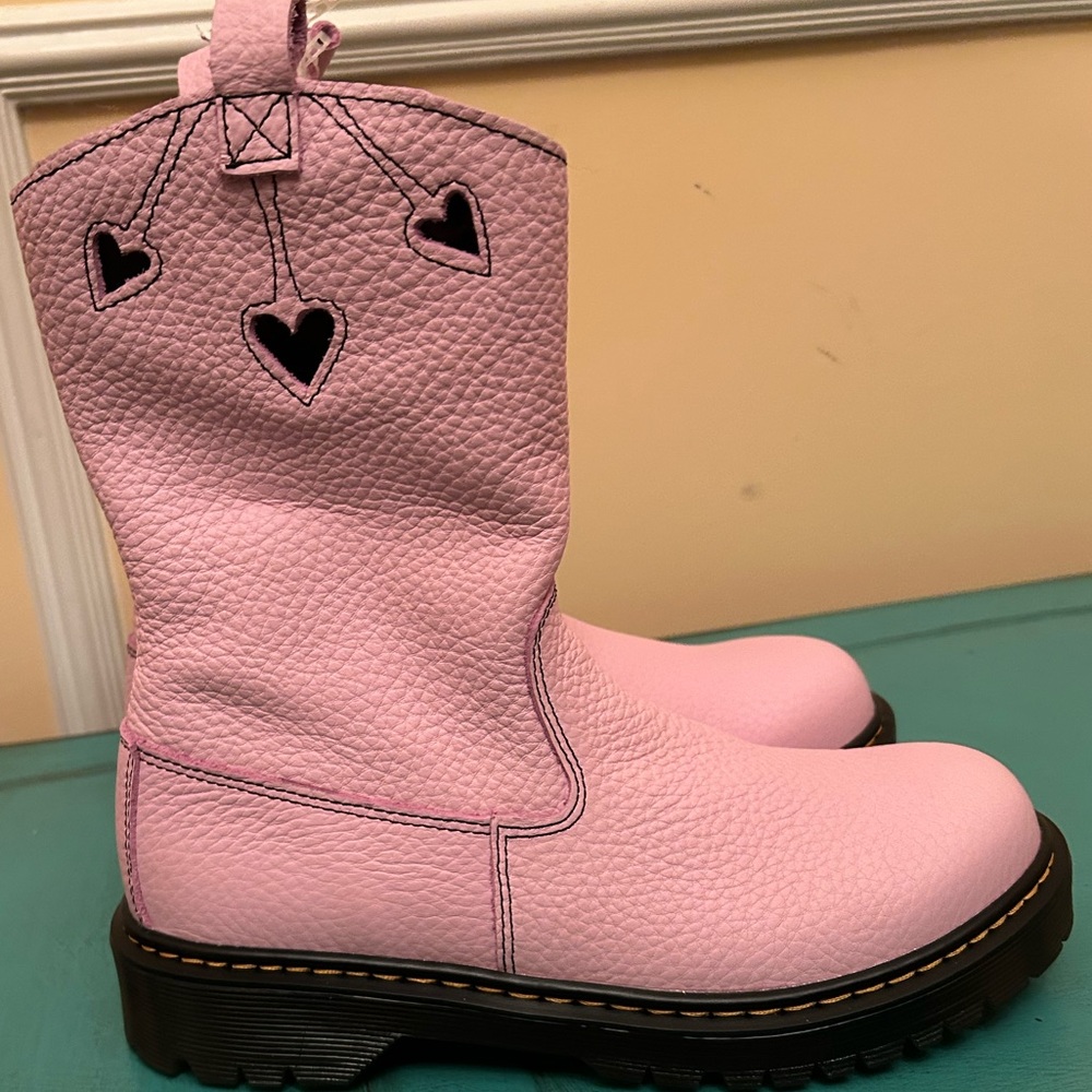 Dr. Martens Pink Boots with Heart Cutouts